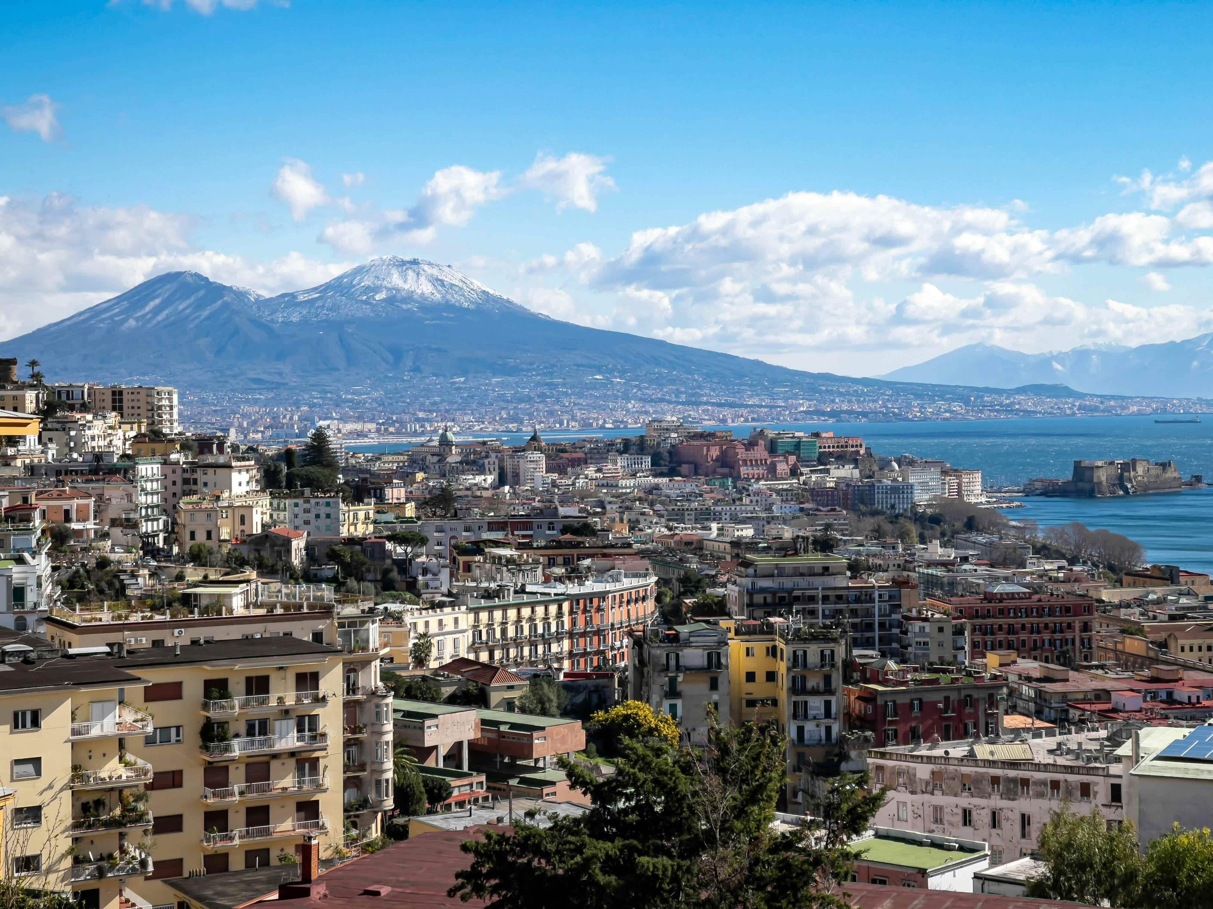 High-speed Frecciarossa train arriving at Napoli Centrale from Rome